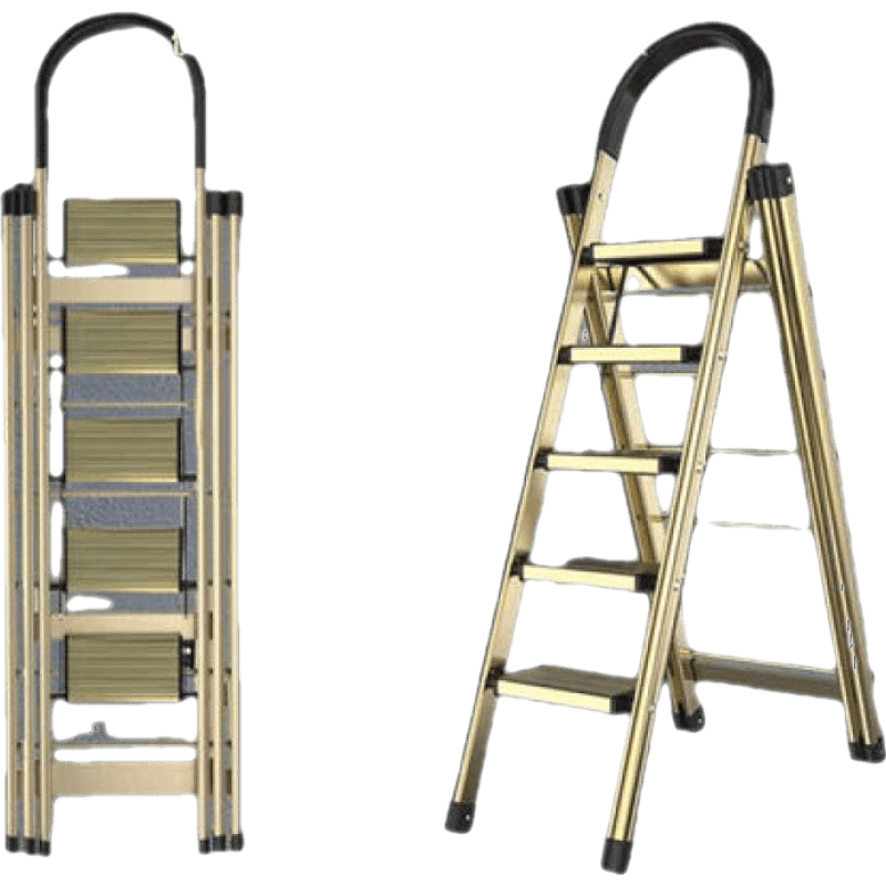 西雅登梯子晾衣架加厚多功能家用折叠登高人字梯室内铝合金梯子晾衣架防滑楼梯 多功能三步月光银