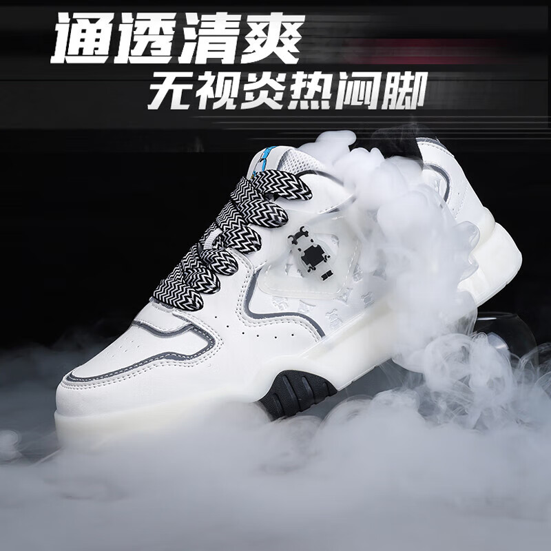 vnxifm暴力熊男鞋爆款夏季夜光透气情侣款低帮女鞋时尚透气板鞋百搭款 白红 42