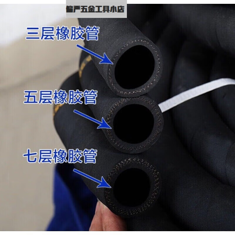 黑色夾布橡膠管水泵管子6分1寸2寸高壓管花園管水管軟管澆地 (4分)內(nèi)徑16mmX7層X18米
