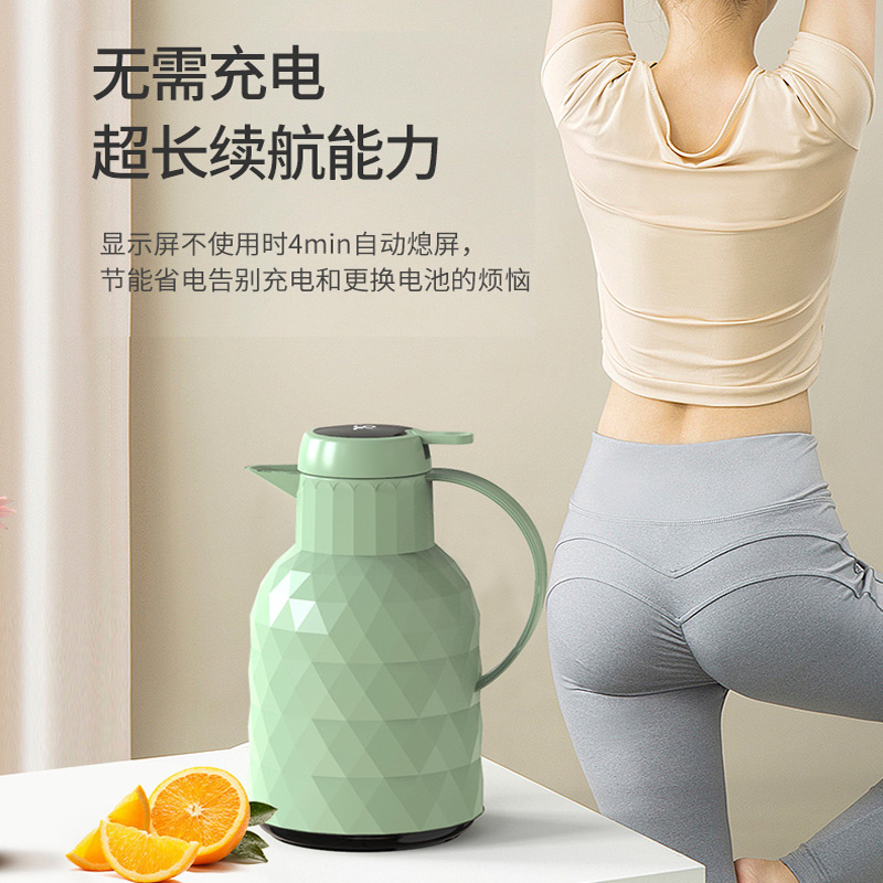 乐唯诗(NERVISHI)保温壶温显家用保温壶大容量玻璃智能温度显示开热水暖水瓶小暖壶 钻纹保温壶【温显款】荔枝白1L