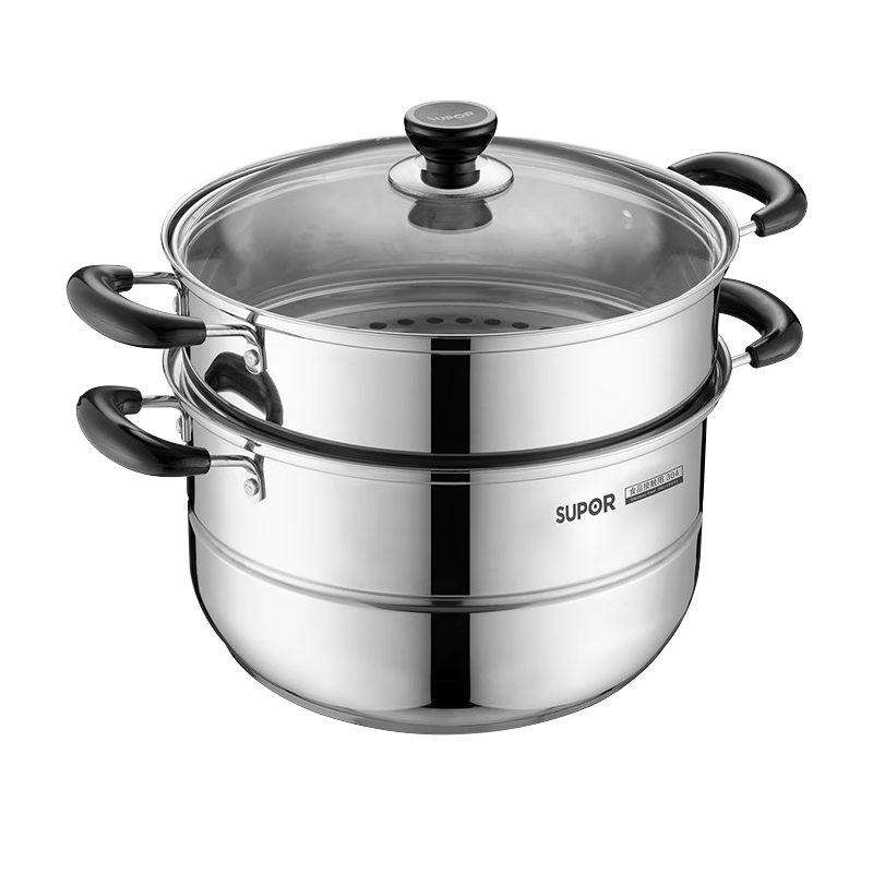 苏泊尔（SUPOR）蒸锅304不锈钢双层蒸锅汤锅二层蒸屉加厚大容量蒸笼电磁炉蒸馒头 304不锈钢- 2层- 26cm