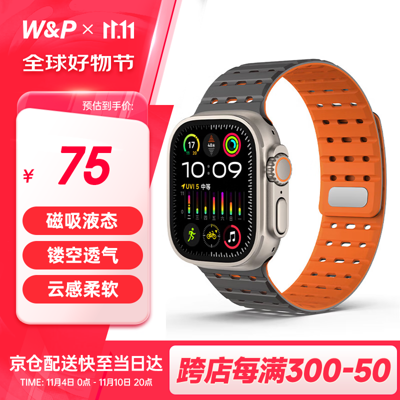 W&P������������ƻ���ֱ�����apple watch ultra1/2�����ػ�Һ̬�轺͸������iwatch S10/9/8/7/6/SE ����͸�����ҳ�ɫ49/46/45/44MM
