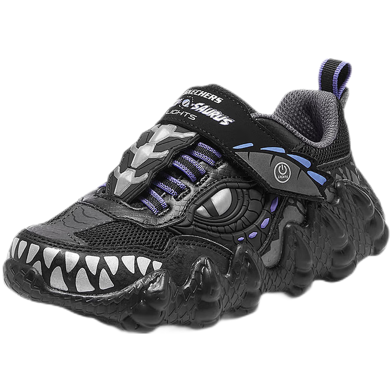 Skechers斯凯奇自营男中大童怪兽魔术贴闪灯男童运动鞋儿童跑步鞋400112L