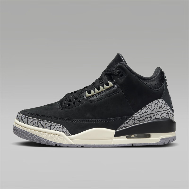 耐克(nike)女鞋air jordan 3  aj3黑水泥 新款复古实战透气减震篮球女