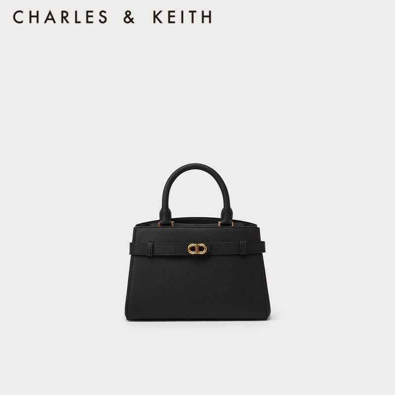 CHARLES&KEITH金属扣带饰手提包单肩包凯莉包包女包女士CK2-50160102 Black黑色 M高性价比高么？