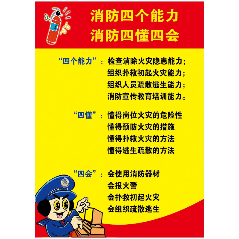 消防安全宣传画挂图海报消防规章制度牌消防安全告知书四个能力墙贴画