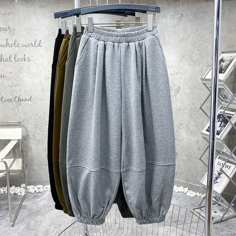 遥芷男生裤子秋冬穿的魔术贴收腿束脚搭配马丁靴胖mm特大码300斤加绒