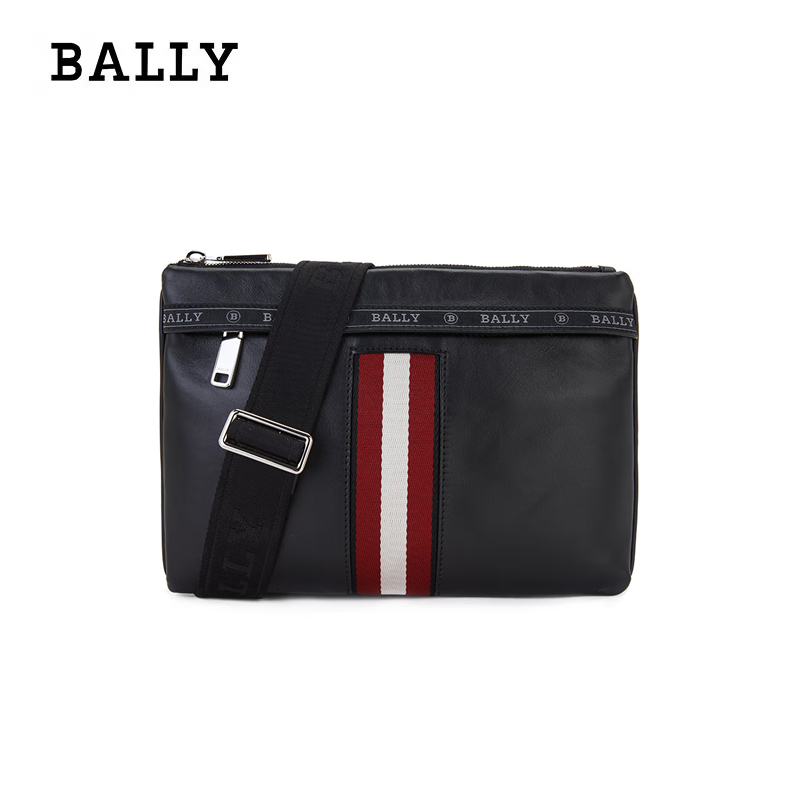巴利（BALLY）的这款黑色牛皮饰红白织带斜背包适合哪些场合？插图