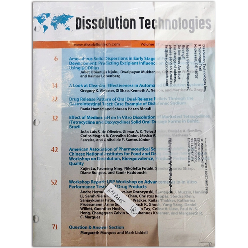 【单期可选】Dissolution Technologies 溶出度溶解试验技术杂志 2020/2 2020年5月刊