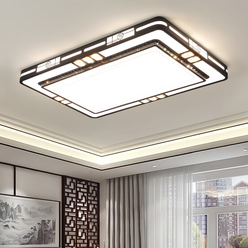 灯诺堡灯具客厅主灯2025新款吸顶灯现代简约大气全屋套餐灯具组合 110*70CM-三色变光全光谱护眼光源 适合20-30平方