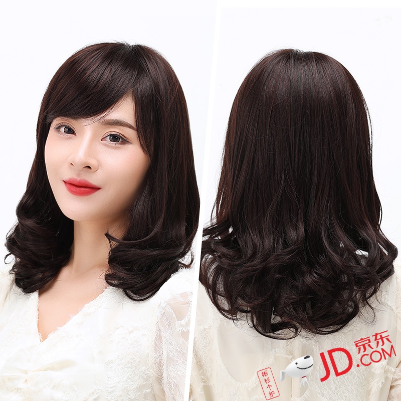 假发女中长发自然全头套式长卷发大波浪锁骨中年妈妈发型真人发丝