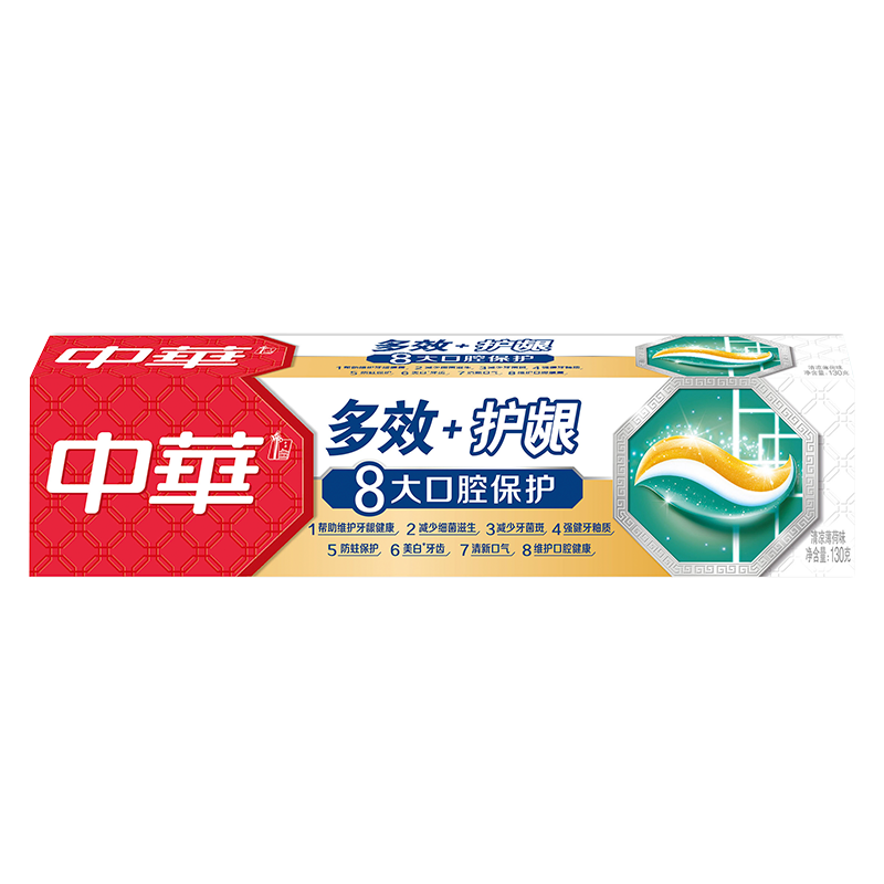 中华牙膏 CHUNGHWA 中华牌 中华（Zhonghua）牙膏 多效+护龈 清新薄荷130g 多效护理 强健牙釉质