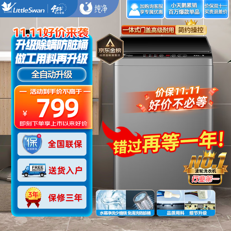 小天鹅（LittleSwan）波轮洗衣机全自动家用 健康免清洗 一键脱水租房神器 品质电机 8公斤波轮TB80V23H怎么样,好用不?