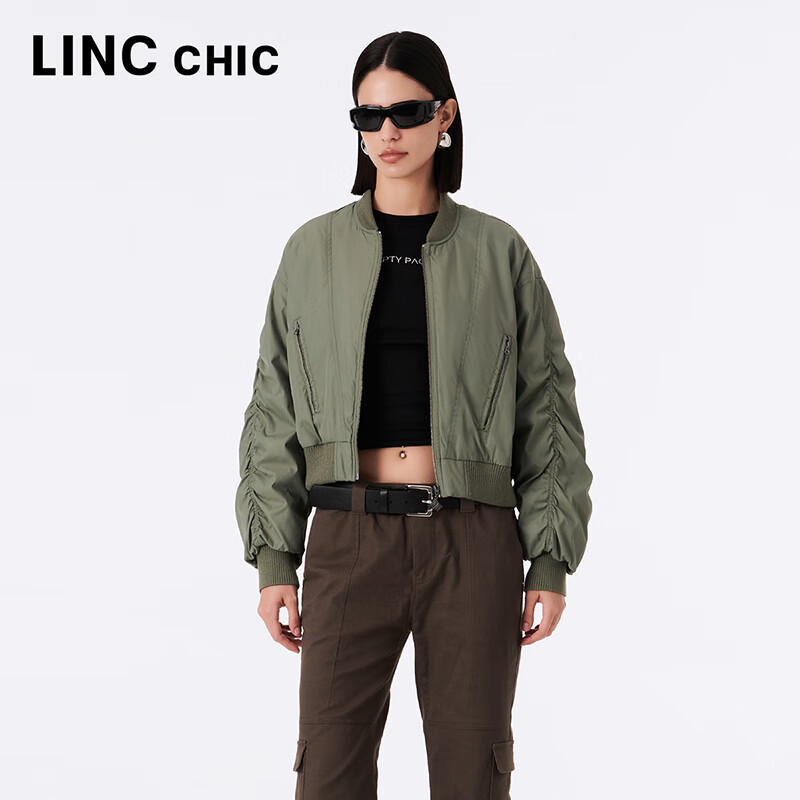 金羽杰春秋冬季新款城市户外轻薄羽绒服女士短款立领外套夹克Y23301009 沙丘绿 M 适合130斤以下