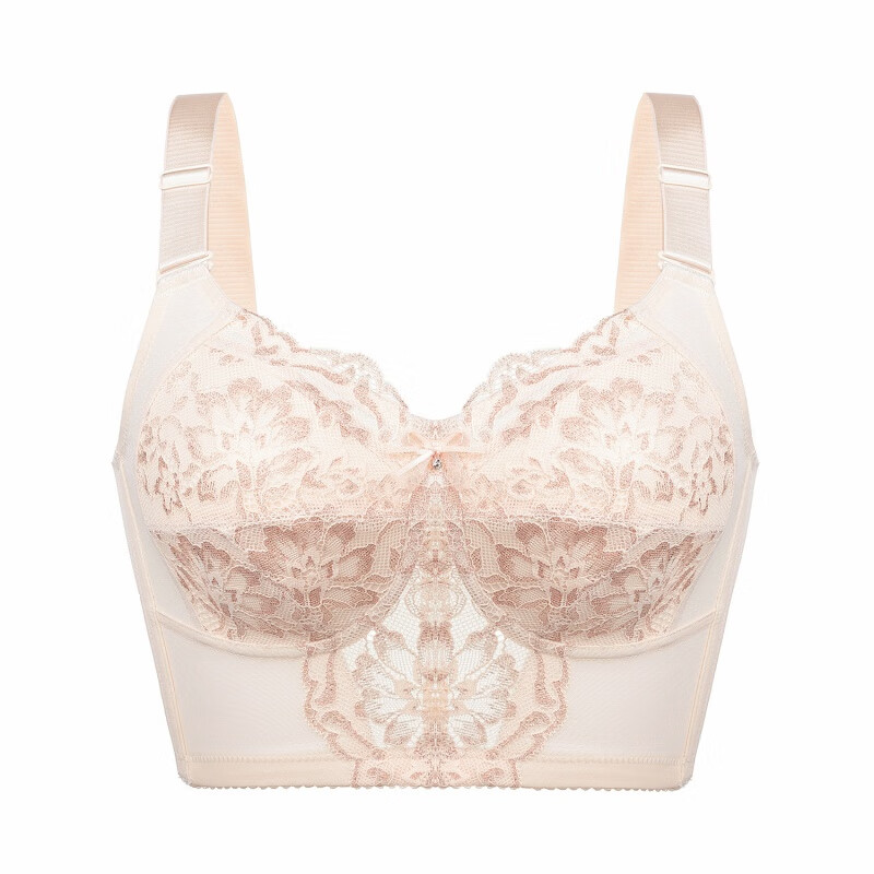 内衣官方大胸显小专属女士内衣女轻薄透无钢圈全罩杯文胸显 蜜肤 75b