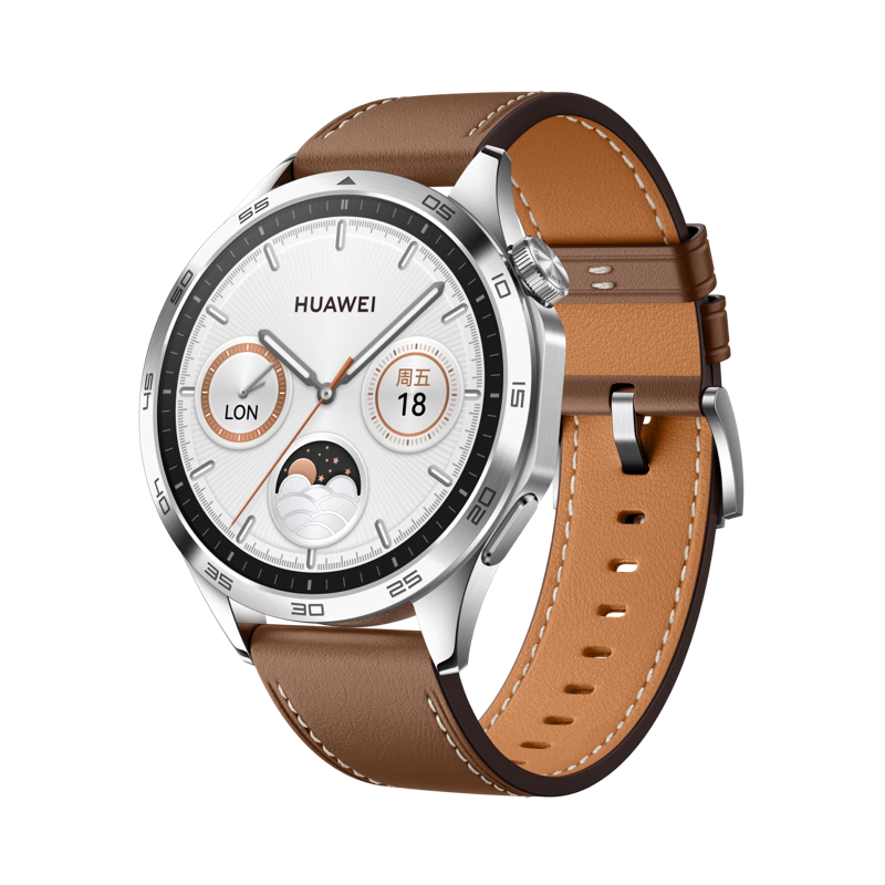 HUAWEI 华为 WATCH GT4 智能手表 46mm 山茶棕 真皮表带