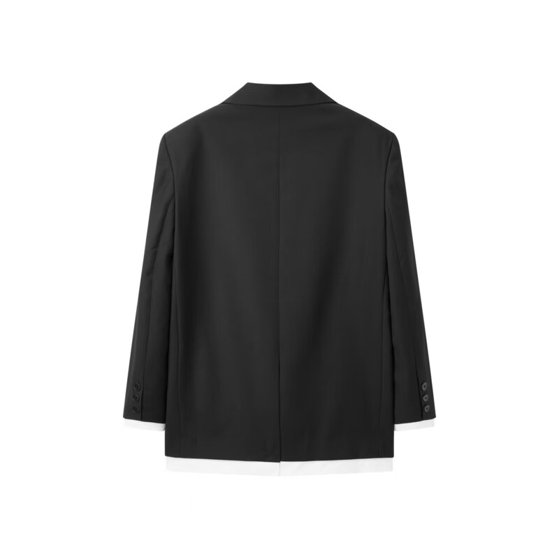 乐町时尚休闲外套通勤百搭秋季新款简约廓形西装C1BAD3402 黑色(现货) M