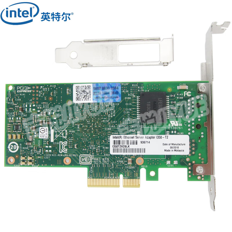 英特尔（Intel）I350-T2千兆网卡I350T2V2BLK双口网卡服务器台式机PCIeX4支持WIN10分组汇聚E