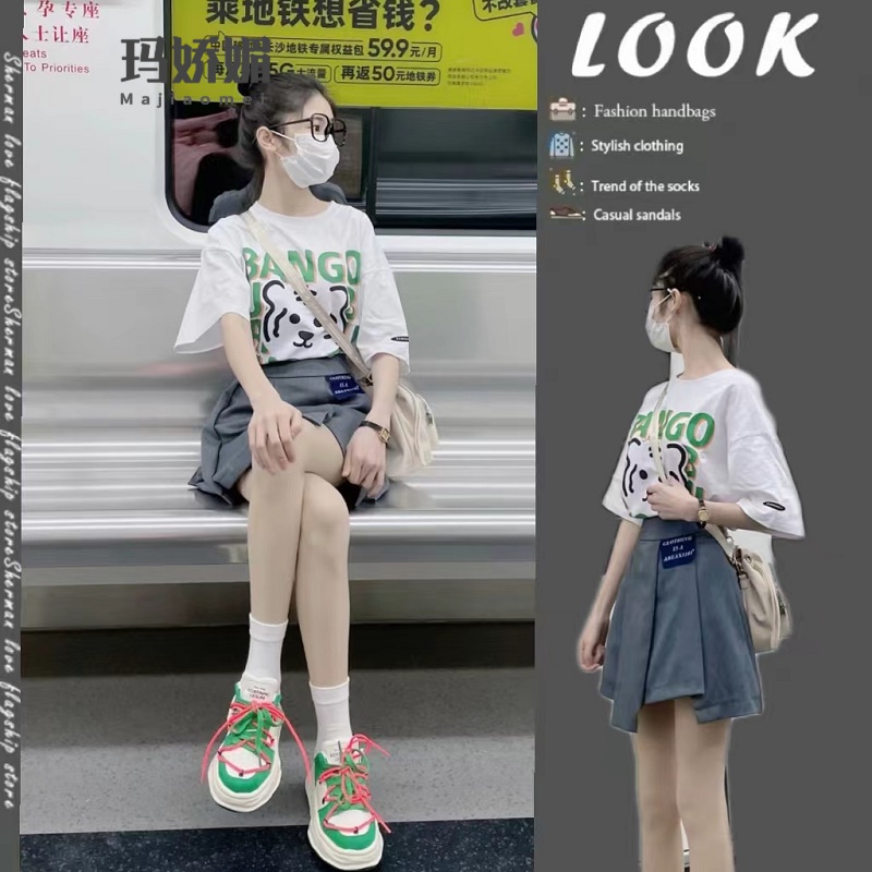 女装2024年新款小个子穿搭印花上衣百褶裙套装裙子夏天 图片色套装 xl