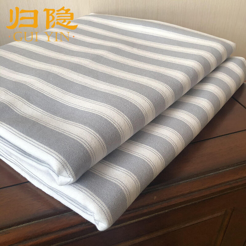 归隐 超文艺老粗布床单纯棉加厚条纹格子风全棉床品床单 优雅灰白条