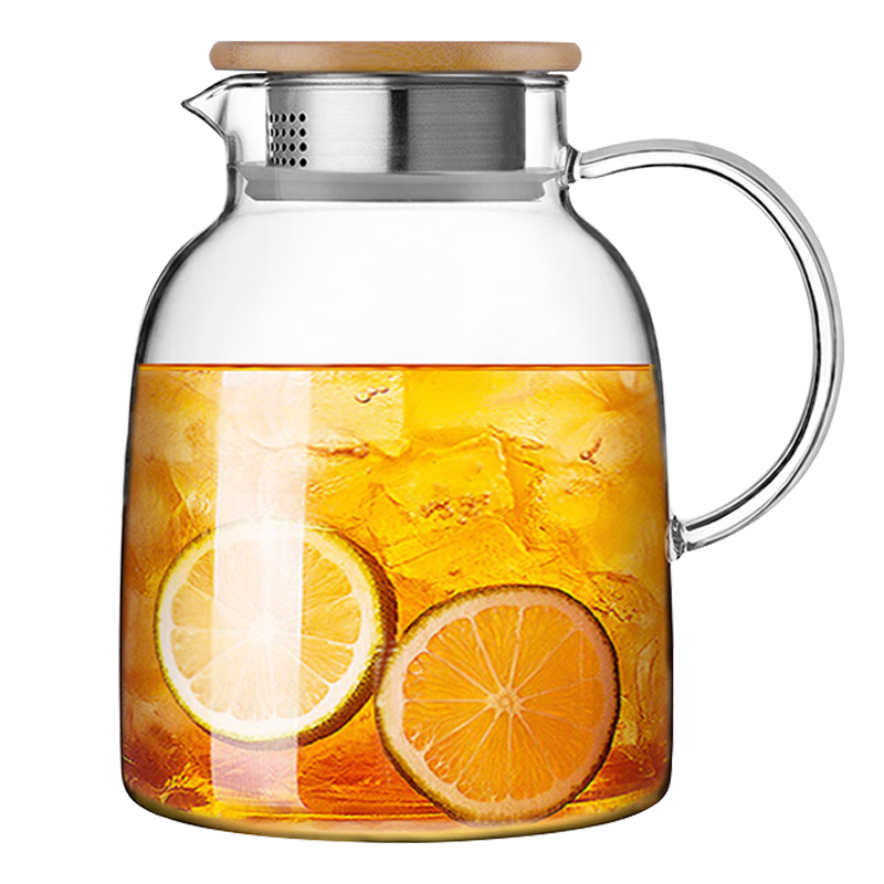 佳佰 冷水壶 大容量耐热玻璃杯 花茶果汁杯热饮家用玻璃凉水壶 1700ml 31.95元