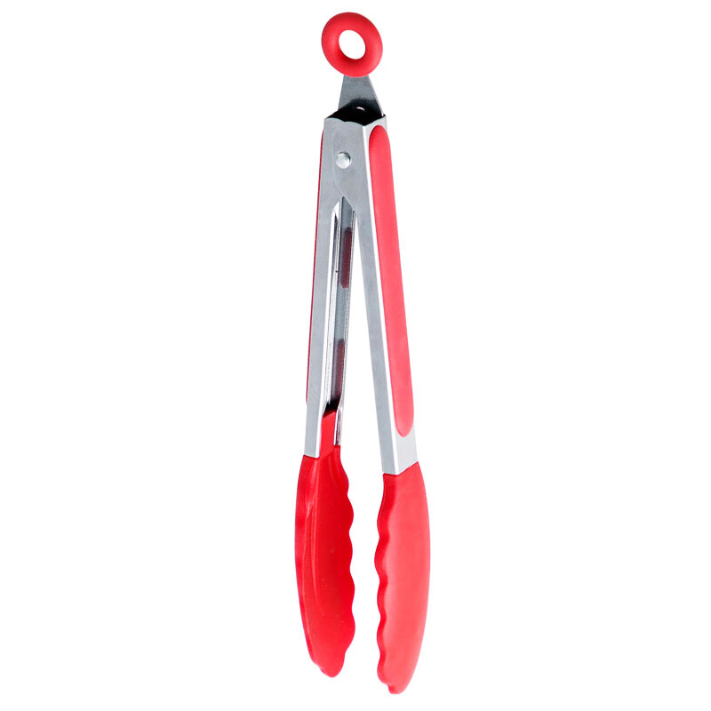 云独耐高温食品级防烫夹 硅胶食品夹牛排夹子食物烧肉夹 加长烧烤夹子 魅力红 大号12寸-33CM