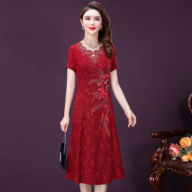 艾诗甜喜婆婆婚宴时尚礼服夏天喜妈妈高贵洋气年轻2022新款夏装平时可