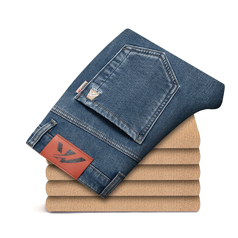 裤男直筒裤男牛仔男裤牛仔加绒裤男冬季加厚款裤子男 1951锐蓝加绒 28