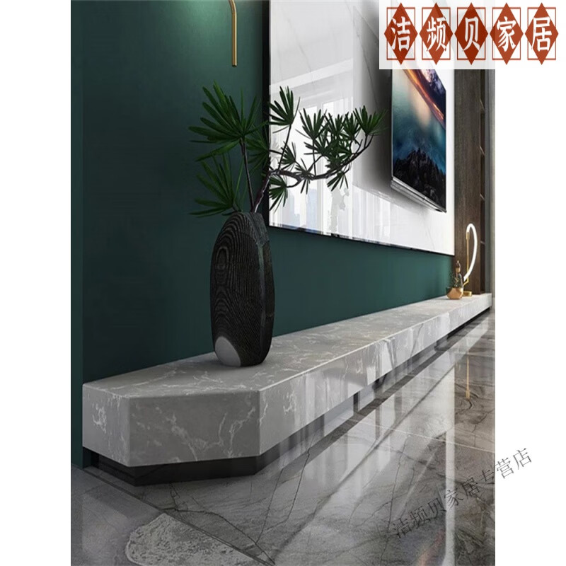 妙普乐高端轻奢大理石电视柜落地2025最新款现代简约简约客厅斜角异型