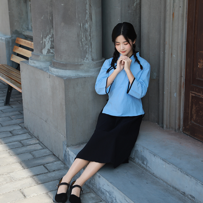 hkml民国风学生装男女五四青年毕业班校服国民中山装合唱舞台演出服装