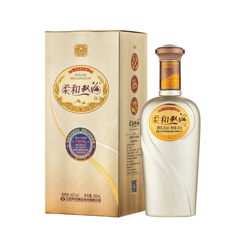 双沟【宴会送礼】 浓香型白酒 柔和双沟 银精品42度 450ml