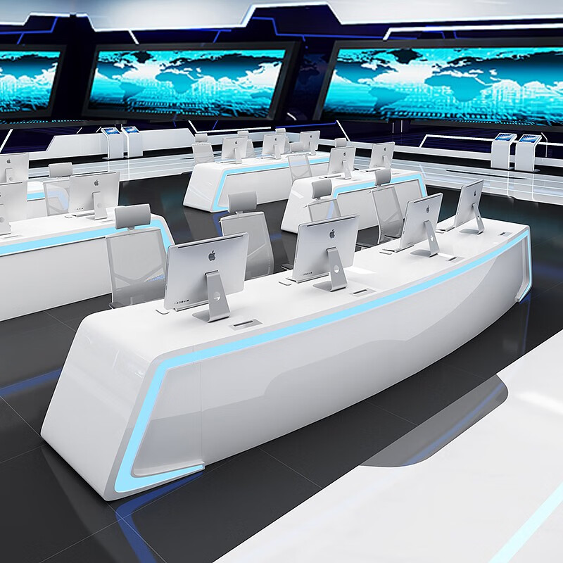 烤漆控制台简约现代科技感监控操作台中控台指挥中心调度台演播台