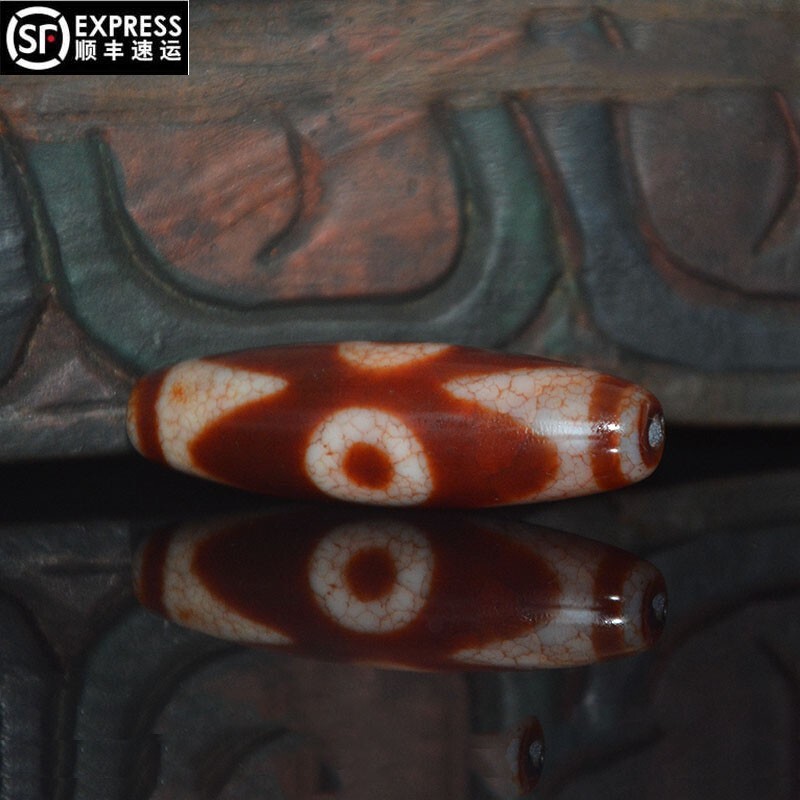 火供老矿西藏三眼天珠朱砂红风化血丝吊坠男女锁骨链 图片色