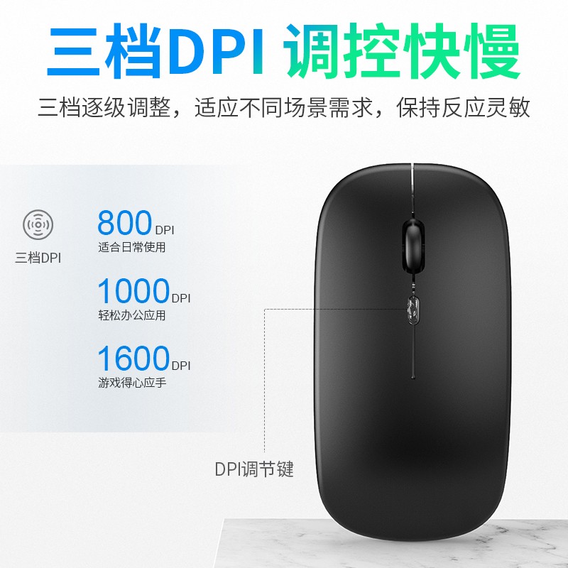 斯泰克 无线办公鼠标可充电 2.4G便携笔记本/ipad/平板电脑/手机苹果安卓通用