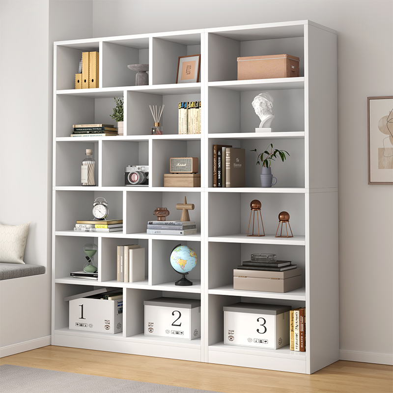 8米置物架卧室客厅储物收纳家用学生书架柜子 【组合】暖白色六层120*