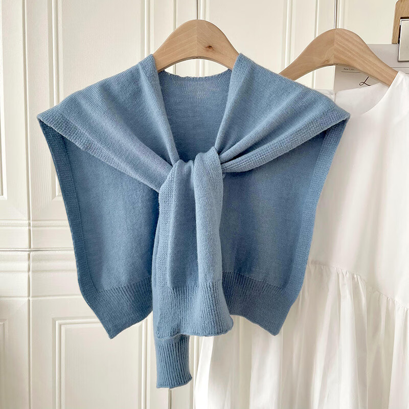 芊艾伊韩版坎肩日韩短款针织披肩女百搭围巾时尚外搭毛线假领搭肩斗篷