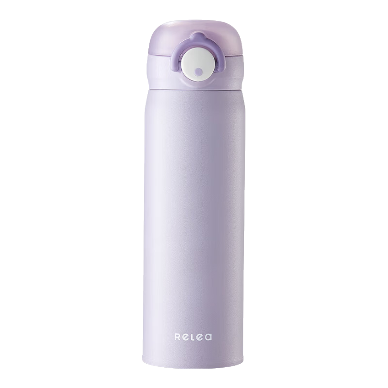 物生物保温杯弹跳盖杯子316L不锈钢大容量便携学生水杯车载杯子户外便携 晶钻紫500ml 29.95元