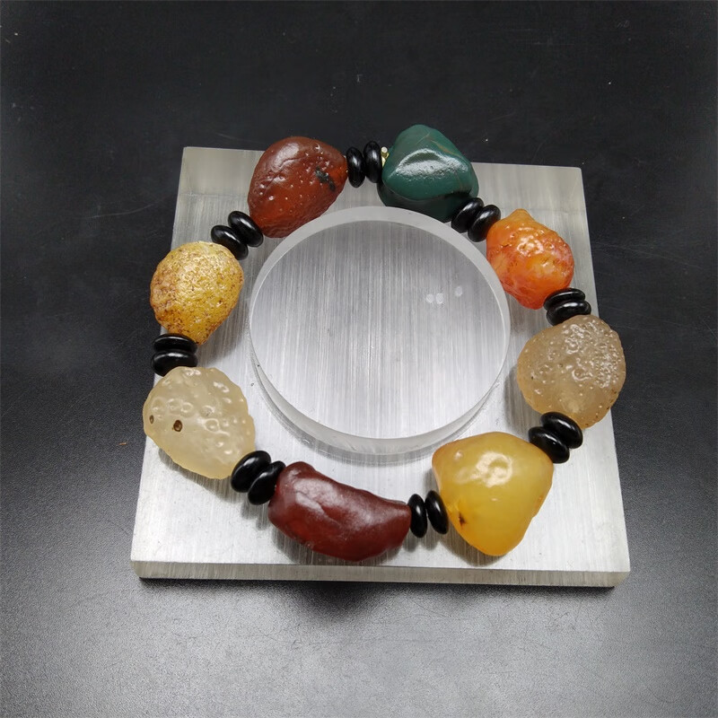 聪蝶阿拉善彩珠手串 男女 民族风16-20mm戈壁玛瑙原石手链 1号