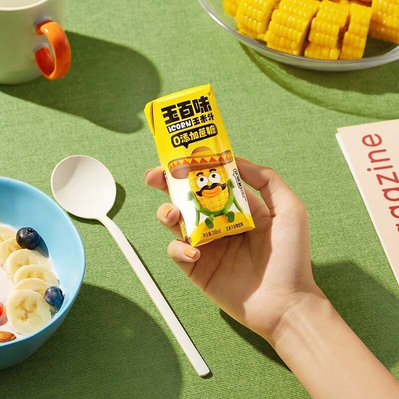 玉百味0添加蔗糖玉米汁NFC新鲜压榨工艺粗粮膳食纤维早餐五谷杂粮整箱 200mL*12盒