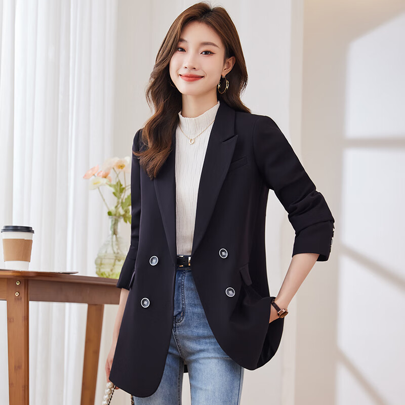 闻莺燕小西装外套女春秋季2025新款感气质职业简约修身休闲女士西服上衣 咖啡色西装 XL （建议体重120-135斤）