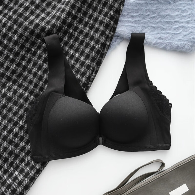 星垂晓雾前面扣的无钢圈无痕老人大号文胸轻木棉前扣内衣女小胸无痕收