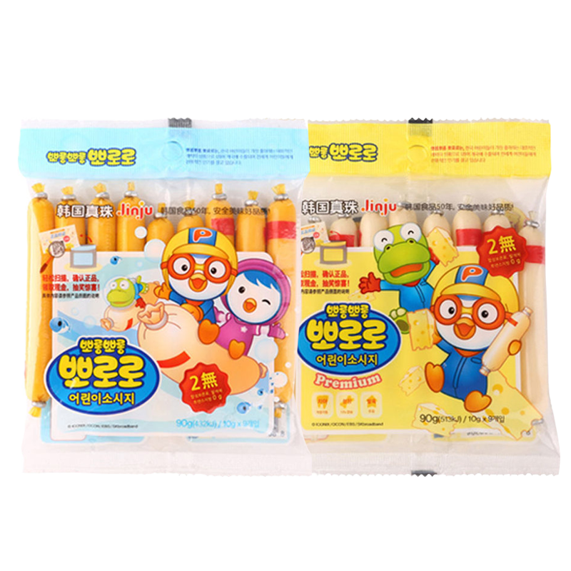 啵樂樂（Pororo）啵樂樂鱈魚腸兒童一歲魚腸小孩輔食香腸寶寶零食嬰火腿腸 鱈魚腸90g（原味）
