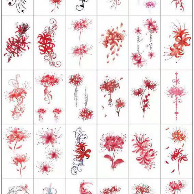 咏颖 ytyin彼岸花纹身贴曼珠沙华防水女持久小清新可爱性格锁骨花臂