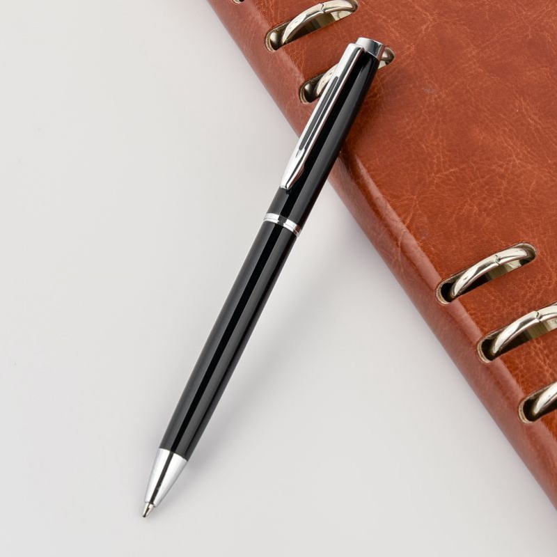 金属圆珠笔旋转出芯笔g2笔芯原子笔油性笔可换笔芯刻字 黑色圆珠笔