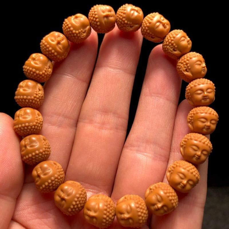 顶盈 小核桃手串宝宝佛核雕手钏 猴头雕刻阿弥陀佛如来佛头单籽 男士