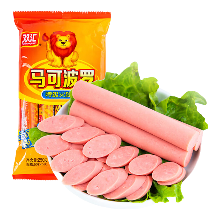 双汇【官方授权】马可波罗特级火腿肠即食烧烤泡面搭档 250g*2袋