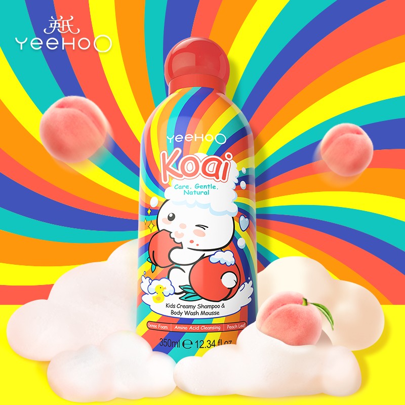 【99成新】英氏（YEEHOO）儿童沐浴露洗发水二合一宝宝洗发沐浴慕斯 英氏小奶泡 桃子味350ml  