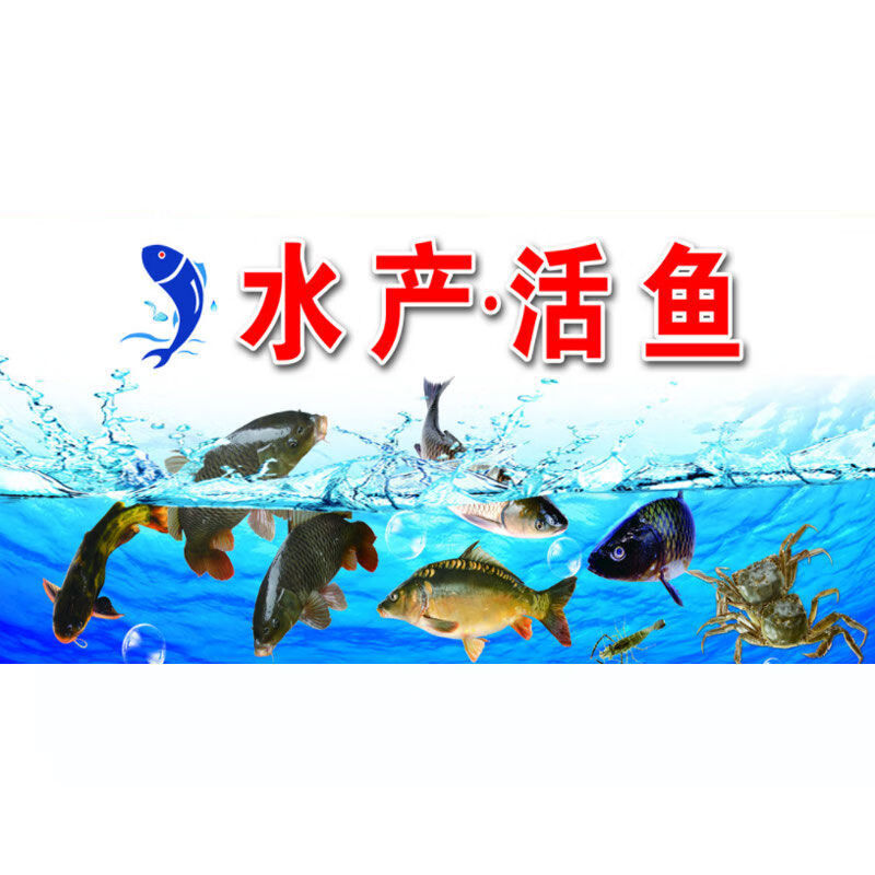 海鲜水产活鱼贴纸贴画装饰画原生态养殖水库海鲜广告海报自粘印刷
