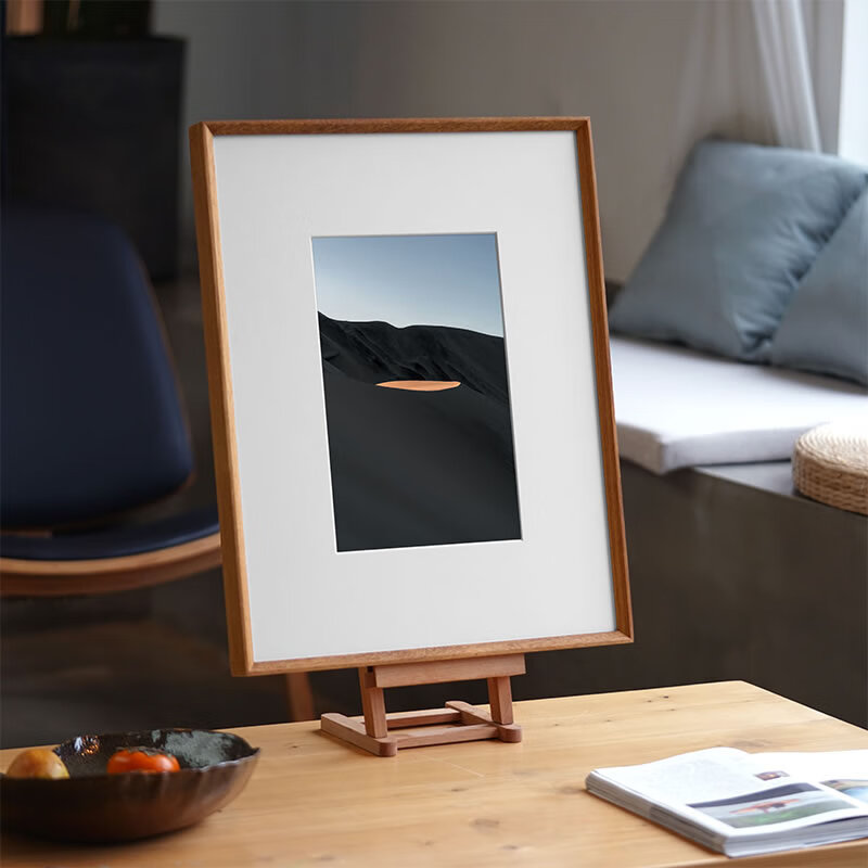 照片打印加相框a3a4画框装裱作品风景画国画 柚木 卡纸(备注开孔尺寸)