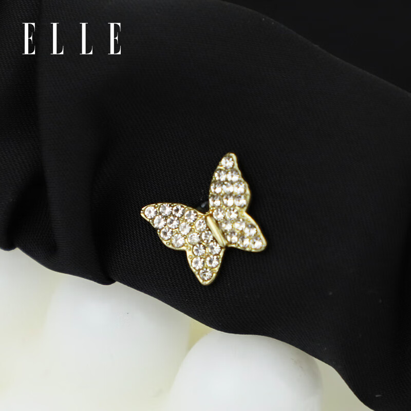 ELLE发箍女生时尚高颅顶发饰头饰高级感洗脸蝴蝶钻饰情人节礼物 黑色